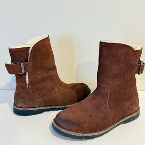 Birkenstock Uppsala Shearling Buckle Pull On Boots Womens 10 Suede Leather Warm